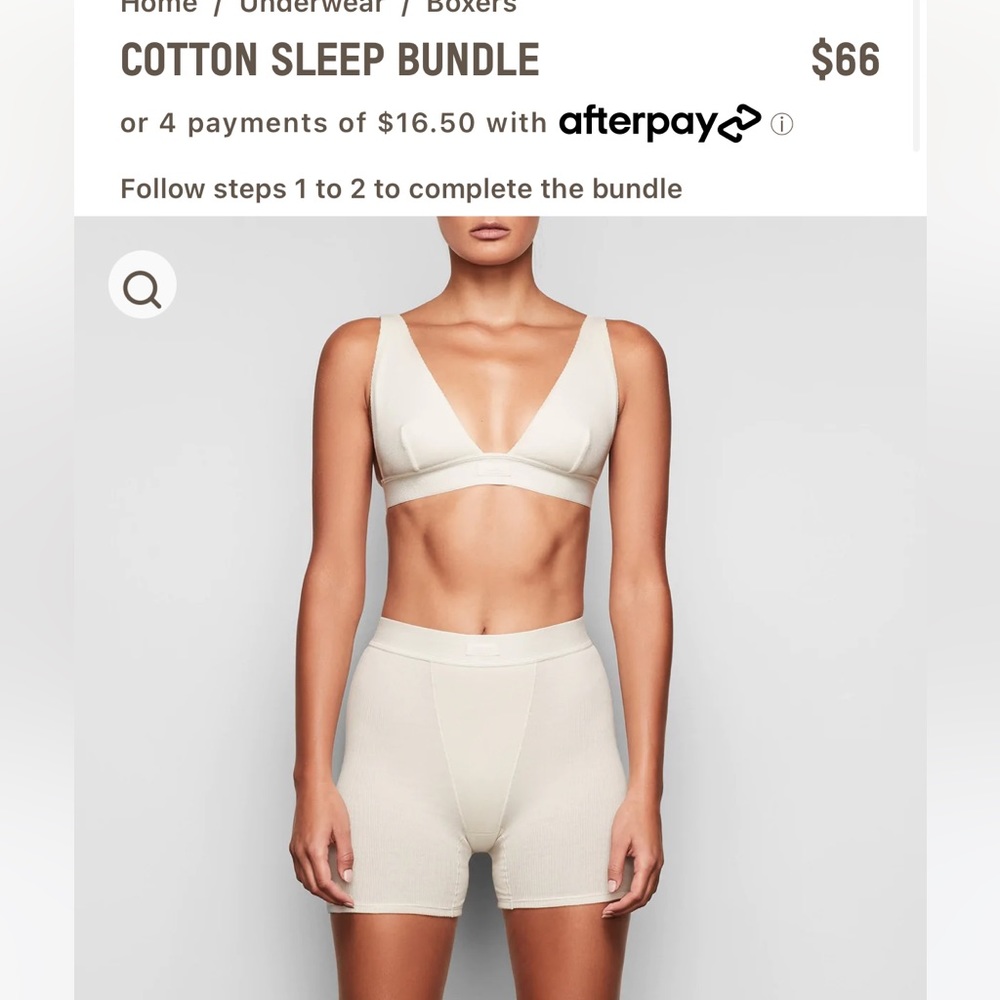 SKIMS boxer and bra bundle size M